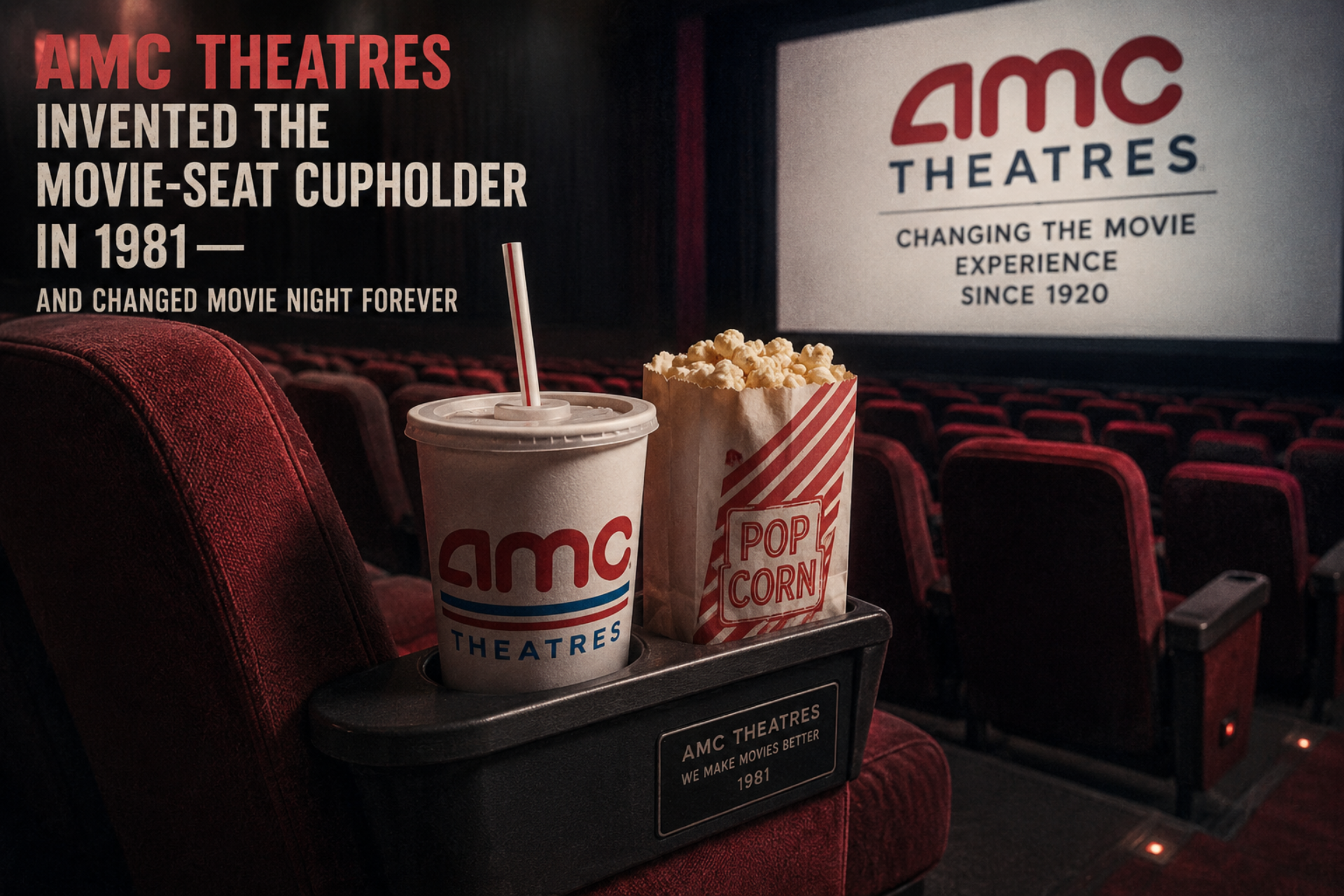 AMC Theatres movie-seat cupholder history