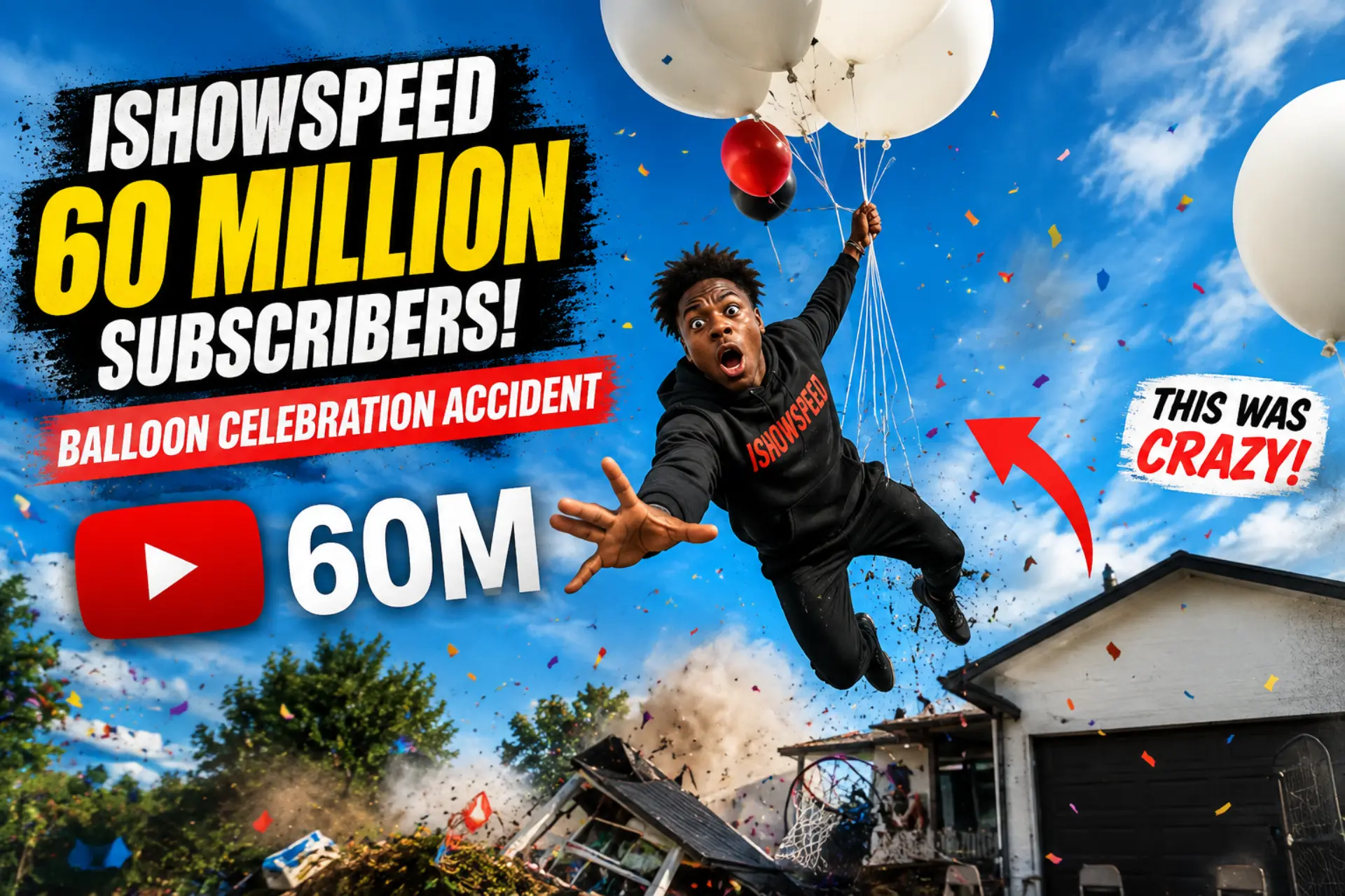 IShowSpeed balloon stunt accident