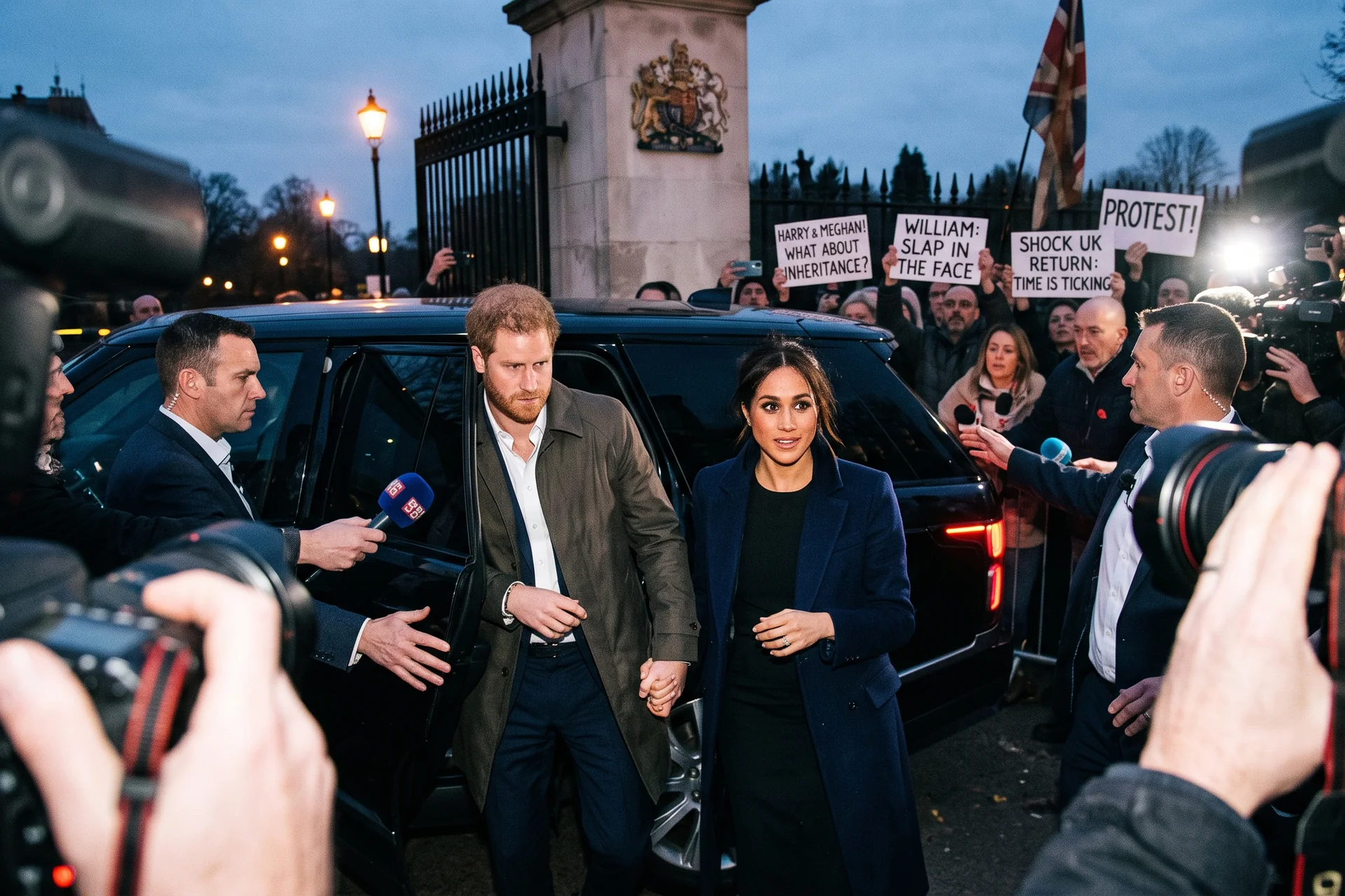 Prince Harry and Meghan Markle at a UK engagement, formal setting