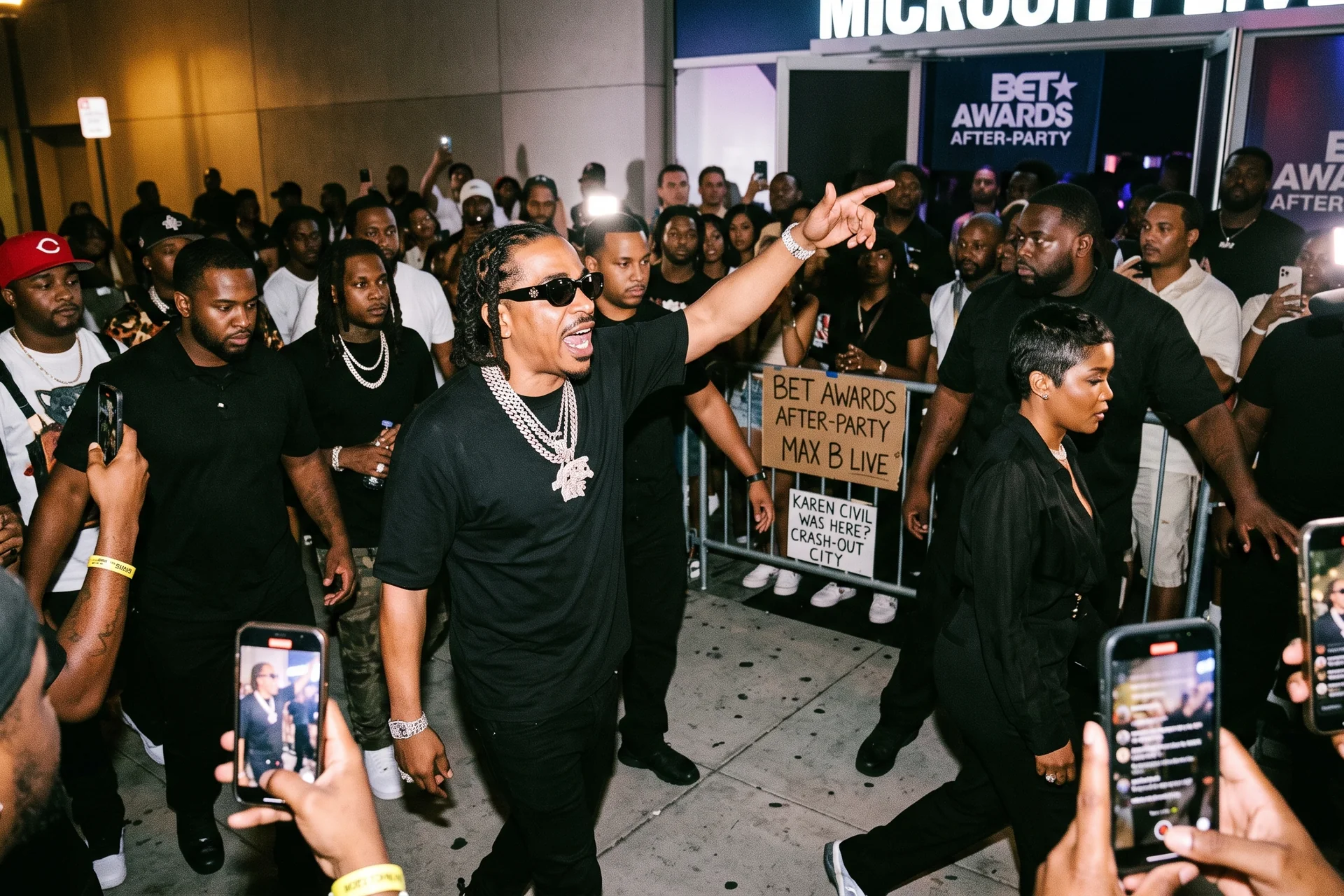 Max B performing at the BET Awards with French Montana and Rick Ross